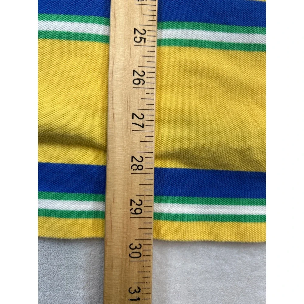 Polo Ralph Lauren‎ Polo Shirt Mens Large Yellow Blue Green Striped Short Sleeve